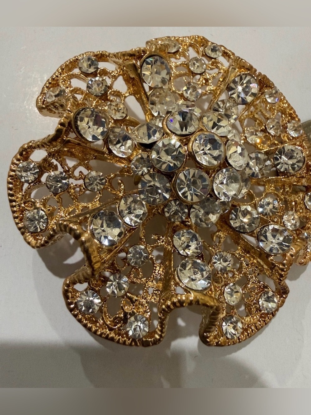 Gold-Tone Crystal Floral Brooch - Women's Statement evening Brooches